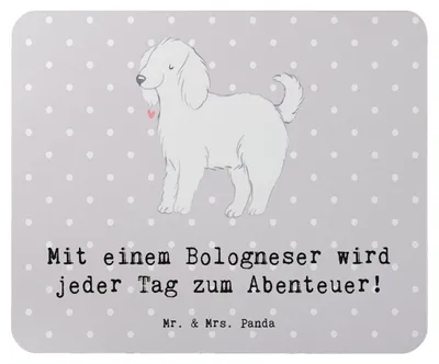 Produktbild von Mr. & Mrs. Panda Mauspad Bologneser Abenteuer - Grau Pastell - Geschenk, Hunde für Familien, Mousepad, mausteppich, treuer Freund, Hunderasse, Hunderassen, laptop, Pflege