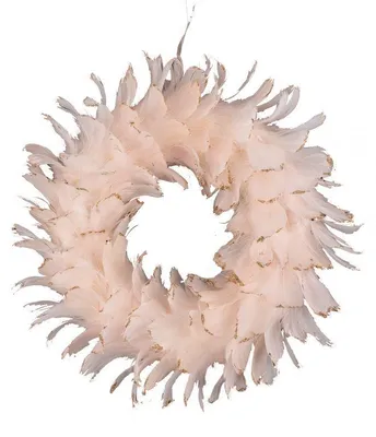 Produktbild von Kranz MagicHome Weihnachten, aus Federn, rosa, hängend, 35 cm