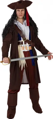 Produktbild von Verwegener Pirat Herrenkostüm braun-weiss