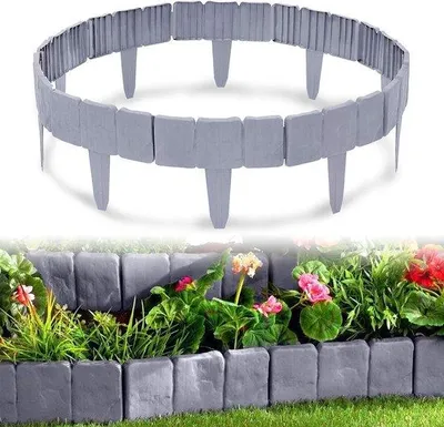 Produktbild von Famanu Gartenrand Steinoptik - Robuste Kunststoffränder - 25x23cm - Grau