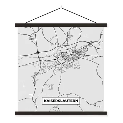 Produktbild von MuchoWow® Textilposter Stadtplan - Deutschland - Karte - Kaiserslautern 120x120 cm mit schwarzem Rahmen - Aufhängungsset