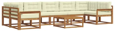 Produktbild von vidaXL Outdoor-Sofagarnitur mit Kissen 8 pcs Natur und Creme