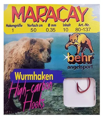 Produktbild von Angelhaken Wurm gebunden rot Gr. 1