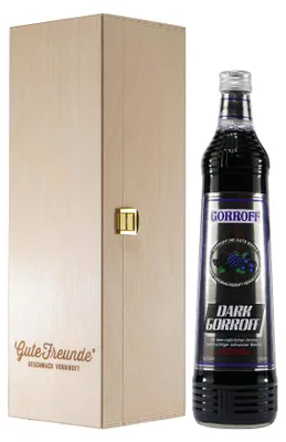 Produktbild von Gorroff Dark Likör und Wodka mit Geschenk-Holzkiste