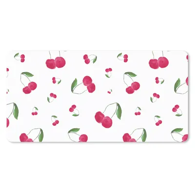 Produktbild von MuchoWow® Schreibtischunterlage Kirschen - Rote Früchte - Weiß 80x40 cm - XXL Mauspad - Gaming Mauspad