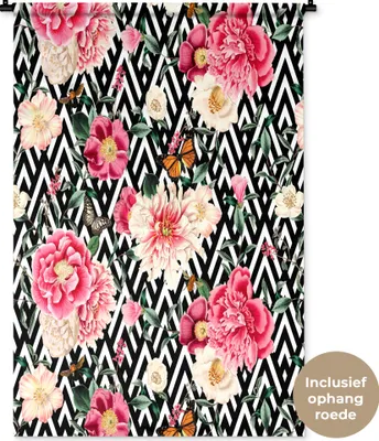 Produktbild von MuchoWow® Wandteppich Wandbehang Blumen - Muster - Abstrakt 90x135 cm Tapisserie Dekoration Wandtuch - Baumwolle - Wandskulptur