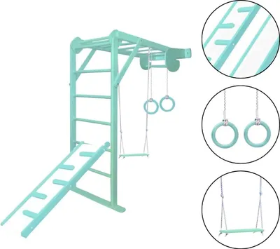 Productafbeelding van Mini Plus klimwand, binnentoepassing, turquoise - compact en functioneel