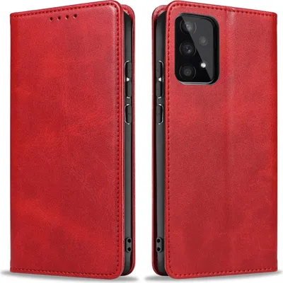 Produktbild von Handyhülle für Samsung Galaxy A33 5G Kunstleder Flip Cover Hülle Handytasche Case Kartenfach Farbe: Rot