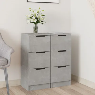 Produktbild von vidaXL Sideboards 2 Stk. Betongrau 30x30x70 cm Holzwerkstoff