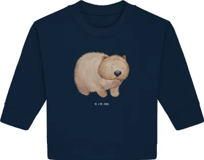 Produktbild von Mr. & Mrs. Panda Organic Baby Pullover Wombat 6. - 12. Monat - French Navy - Geschenk, Lustige Sprüche, Australien, Bullover, Das Leben Ist schön, Motivation, Spruch