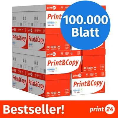 Immagine prodotto di print24 Carta per stampanti Carta per copie 100000 fogli A4 80g Premium bianco  PEFC