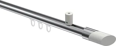 Produktbild von Interdeco Innenlaufstange / Gardinenstange mit Innenlauf Chrom / Weiß, Typ Sonius Verano (Schräge Bicolor) Deckenmontage, 20 mm Ø 1-läufig, 160 cm