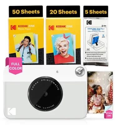 Produktbild von Kodak Printomatic Sofortbildkamera – 75 Blatt Paket – 5MP – Zink 2x3 Fotos – Tra
