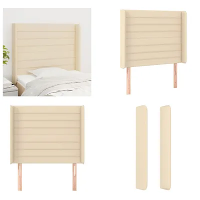 Produktbild von vidaXL Kopfteil mit Ohren Creme 93x16x118/128 cm Stoff - Kopfteil - Kopfteile - Bett-Kopfteil - Bettkopfteil