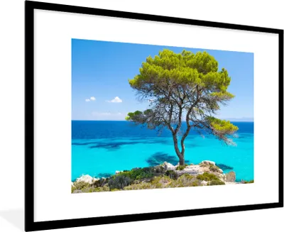 Produktbild von MuchoWow® Gerahmtes Poster Baum - Meer - Tropisch - Sommer 90x60 cm - Poster mit Schwarzem Bilderrahmen Wandposter Rahmen Foto Bilder - Wanddekoration - Fotos