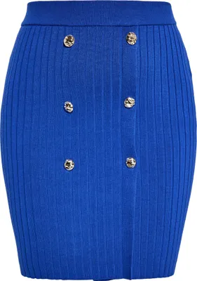 Produktbild von Damen High-Waist Rock Blau Größe S mit geripptem Gummibund