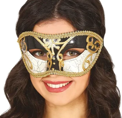 Image de Carnaval Venise Masque Bal Fête du Théâtre Gala Soirée Noir Or Blanc, Couleur : Blanc