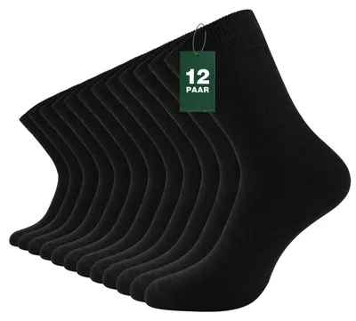 Produktbild von Set mit 12 Uni-Socken aus Baumwolle, in Schwarz