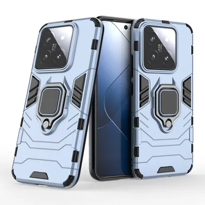 Produktbild von Hülle Xiaomi 14 Handyhülle Stoßfest 360° Drehbarer Ring Ständer TPU Back Cover Türkis