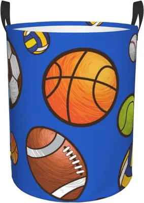 Produktbild von Wäschekorb zur Aufbewahrung von Sportbällen, Kleidung und Spielzeug, Wäschebehälter für Schlafzimmer, Wohnheim und Kinderzimmer, 40X50CM