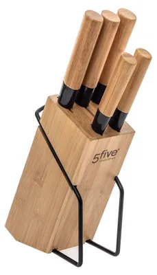Produktbild von 5five Simply Smart Messerblock Bamboo bestückt 6-tlg., mit Messern, Bambus, Stahl, 151357