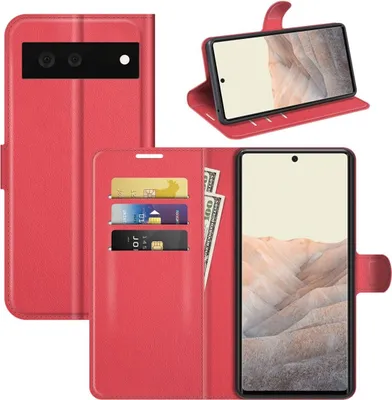 Produktbild von König Design Hülle kompatibel mit Google Pixel 6 Kunstleder Handyhülle - Handy Case Rot