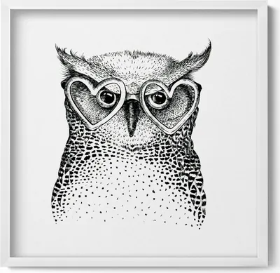Produktbild von Handgezeichnete Illustration– Wandbild mit Rahmen – Gerahmtes Bild  – Wanddekoration – 50x50 cm –  Weiß Rahmen