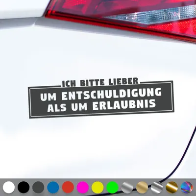Produktbild von PantherPixel Erlaubnis Aufkleber Verzeihung Entschuldigung Sticker Auto Geschenkidee Farbe Dunkelgrau