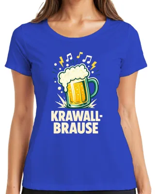 Obrázok produktu pre Krawall – Pohár na pivo, hudba, párty, festival, zábava, oslava, alkohol, dámske tričko, modrá farba, veľkosť M
