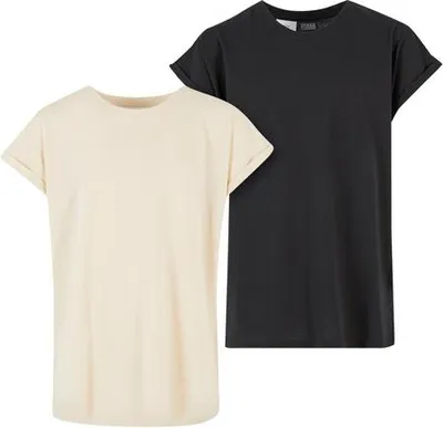 Obrázok produktu pre Dětské tričko Urban Classics Girls Extended Shoulder Tee 2-Pack whiteand/black - 110/116