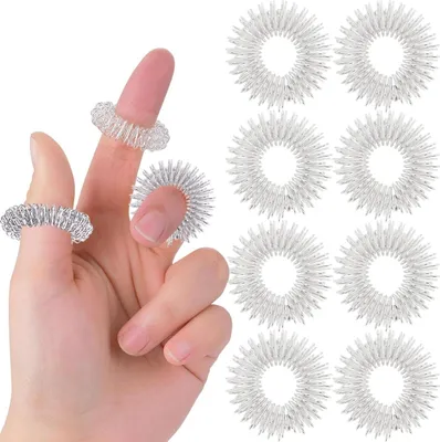 Produktbild von 8 Stück Akupressur Ringe Set – Akupressurring für Finger, Massage Ring, Anti-Stress, Sensorische Fingermassageringe für Durchblutung
