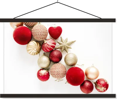 Produktbild von MuchoWow® Textilposter Winter - Weihnachten - Christbaumkugeln 150x100 cm mit schwarzem Rahmen - Schlafzimmer