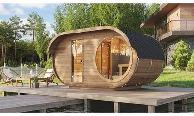 Produktbild von Saunahaus Weka Keila Thermowood ohne Ofen mit Ganzglastüre und Fenster aus Klarglas