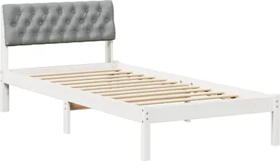 Zdjęcie produktu dla vidaXL Rama łóżka biało-jasnoszara 90 x 190 cm z litego drewna sosnowego