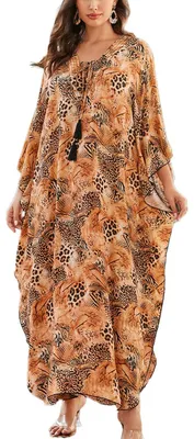 Imagen del producto de Solidchoice - Vestido tipo caftán suelto, estilo bohemio, ideal para cubrir el traje de baño en la playa