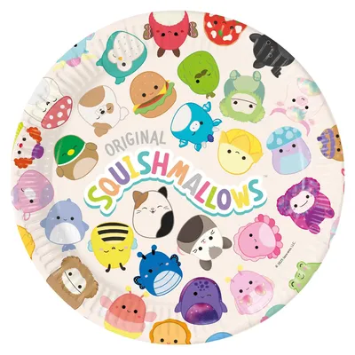 Produktbild von Papierteller Squishmallows, 23 cm, 8 Stück.