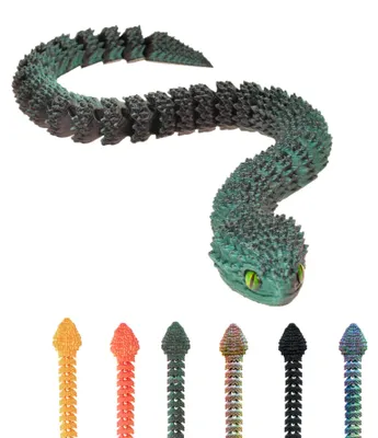 Zdjęcie produktu dla Wąż 3D – 21 cm czarno-zielony | Figurka fantasy – Czarno-zielony