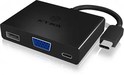 Obrázok produktu pre ICY BOX IB-DK4032-CPD, USB Typ-C, VGA, Čierna, Čína, Parade PS176, VIA-Labs VL210-Q4 QFN-48, 5 Gbit/s