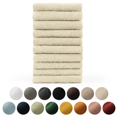 Produktbild von Blumtal Premium Frottier Handtücher Set mit Aufhängschlaufen - Baumwolle , weich, saugstark - 10x Gästehandtücher (30x50 cm), Sand (Beige)