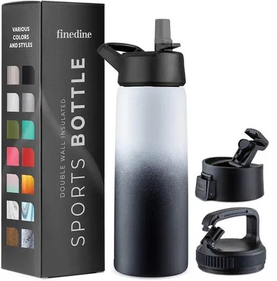Immagine prodotto di Borraccia termica in acciaio inossidabile da 750 ml, 3 guarnizioni, cannuccia, da viaggio, per lo sport