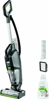 A BISSELL CrossWave Hydrosteam PET Select multi-surface cleaner and its accessories are displayed against a white background.