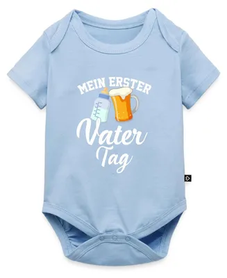 Produktbild von Spreadshirt Mein Erster Vatertag / Bester Papa Kurzarm Tages Baby Body, 74 (6-9 M.), Hellblau