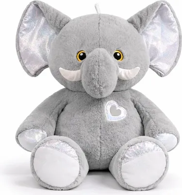 Produktbild von XXL Plüsch Elefant 72 cm Groß – Großer Grauer Kuschelelefant mit Großen Schlappohren, Stoßzähnen und Herz – Weiches Kuscheltier als Geschenk für Kinder und Erwachsene