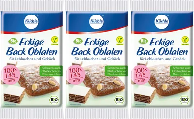 Produktbild von Küchle eckige  Back Oblaten 100x145mm für Lebkuchen und Gebäck (3er Pack)