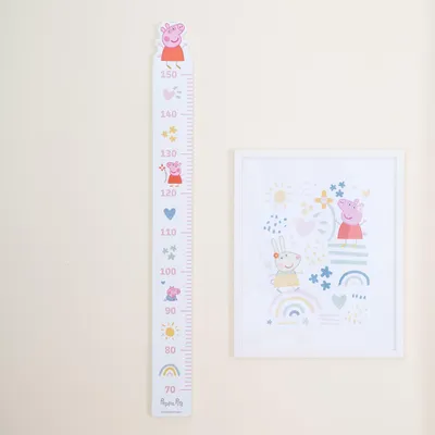 Produktbild von roba Messlatte für Kinder Peppa Pig - Skala von 70 cm bis 150 cm für Mädchen & Jungen - Kindermesslatte für Kinderzimmer - Holz weiß / rosa