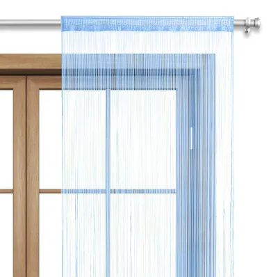 Productafbeelding van WOMETO Koord voor gordijnpanelen, 90x245 cm, blauw, lichtblauw - Verkorte, wasbare stangkoord, verkrijgbaar in veel heldere kleuren