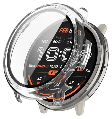 Produktbild von Für Amazfit Active 2 Kunststoff PC Smart Hülle Case + Tempered H9 Hart Glas Transparent