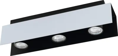 Produktbild von EGLO LED Deckenleuchte VISERBA, 3-flammige Wandlampe, Deckenlampe aus Stahl in schwarz und weissaluminium, Wohnzimmerlampe, warmweiß