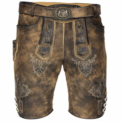 Produktbild von MADDOX Kurze Lederhose "Ammersee" mit Gürtel | Napatto Marmor Größe: 58