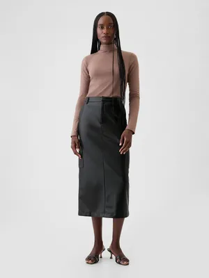 Produktbild von GAP Leder Midirock im Utility-Design mit seitlichen Cargotaschen und Schlitz Größe 12